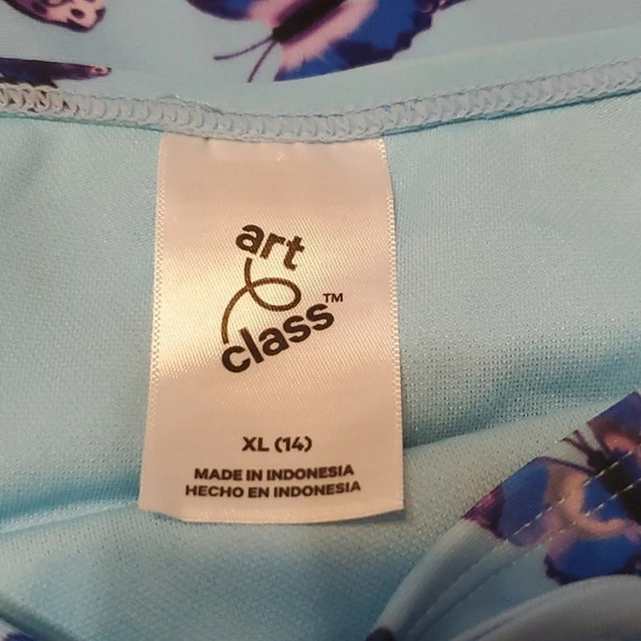 NWT Art Class Girl's Flutter Away Butterfly Print 2 PC Rashguard Swimsuit XL 14 - Picture 5 of 6